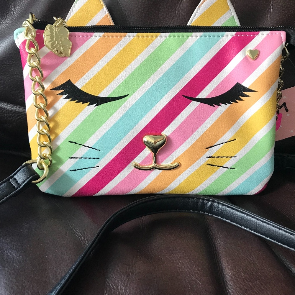 NWT Betsey Johnson Rainbow Cat Crossbody Bag
